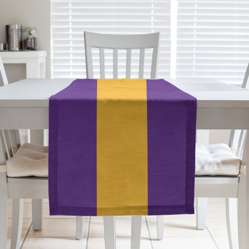Los Angeles LA Basketball Table Runner, 72" L x 16" W, Purple/Gold/Purple, Poly Twill