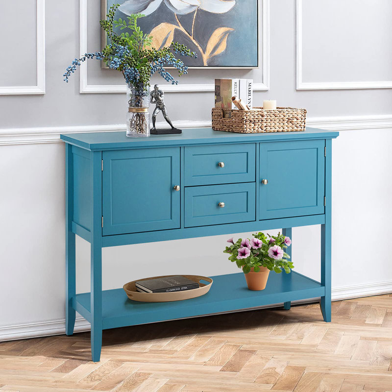 Shilpa 117cm Wide 2 Drawer Sideboard, Blue