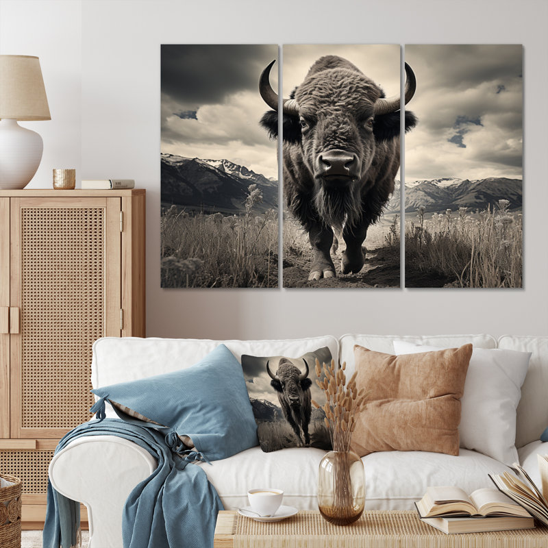 Bison Majestic Bison - animaux, ensemble d'impressions sur toile, H 40 po x l 60 po x P 1 po