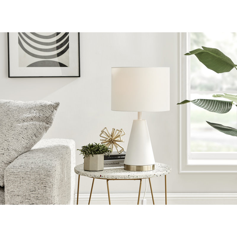 Aura Sleek Standard Table Lamp or Bedside Light (Bulb Included), White/Gold