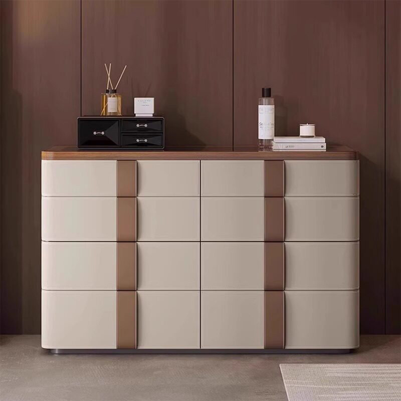 Comptoir rectangulaire en verre trempé transparent de 70,87 po, surface d'armoire en cuir de couleur kaki, armoire de rangement pour bijoux