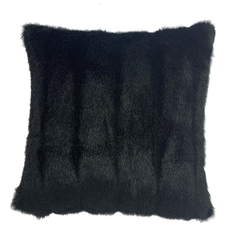  Housse et insert de coussin carré en fausse fourrure, 26 po x 26 po, Brun