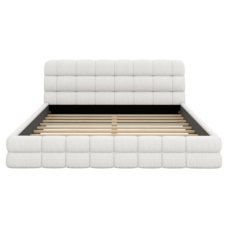 Lit plateforme tapissier, Blanc
