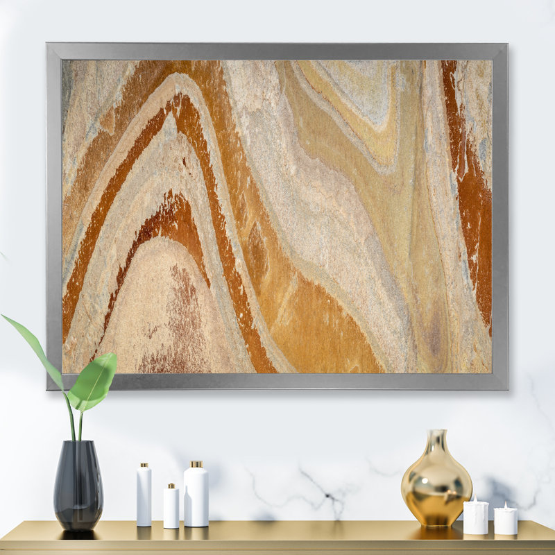 Pierre d'ardoise colorée - peinture sur toile, Cadre photo argenté, H 30 po x l 40 po