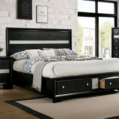 Lit pour grand lit contemporain en bois massif noir 1pc