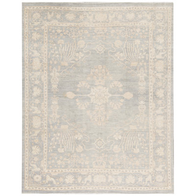 Sultanabad Hand-Knotted High-Quality Light Blue Area Rug
