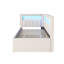 Lit plateforme tapissier simple avec ports USB et ceinture à DEL, avec lit gigogne, blanc-1511635756