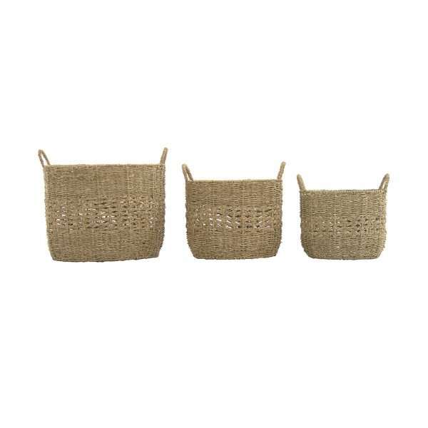 Hand Woven Decorative Basket, 14" H x 17" W x 11.75" D