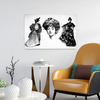 1890S 1900S 1910S Three Turn Of The 20 Century Iconic Charles Dana Gibson Girls Illustrations Contemporary Retro Vintage Portrait Urban Wall Art