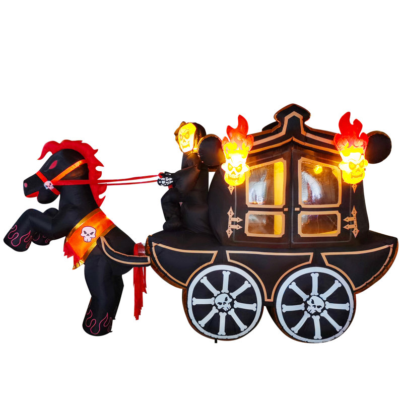 Chariot gonflable d'Halloween 10 pi avec DEL