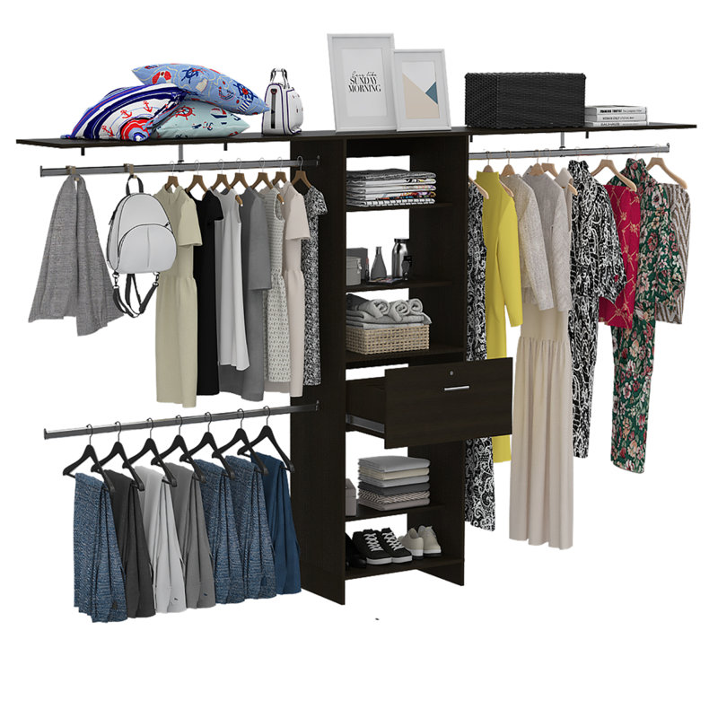 Bergen 1Drawer 4Shelf Closet System Dark Walnut