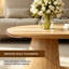 Table basse ronde de 99 cm (39 po) en bois naturel, table centrale moderne sur pied avec plateau en placage lisse pour salon