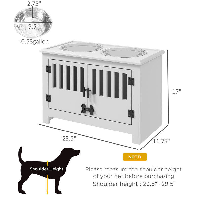 Armoire de rangement pour nourriture pour chien avec bols et station d'alimentation, blanche, Blanc