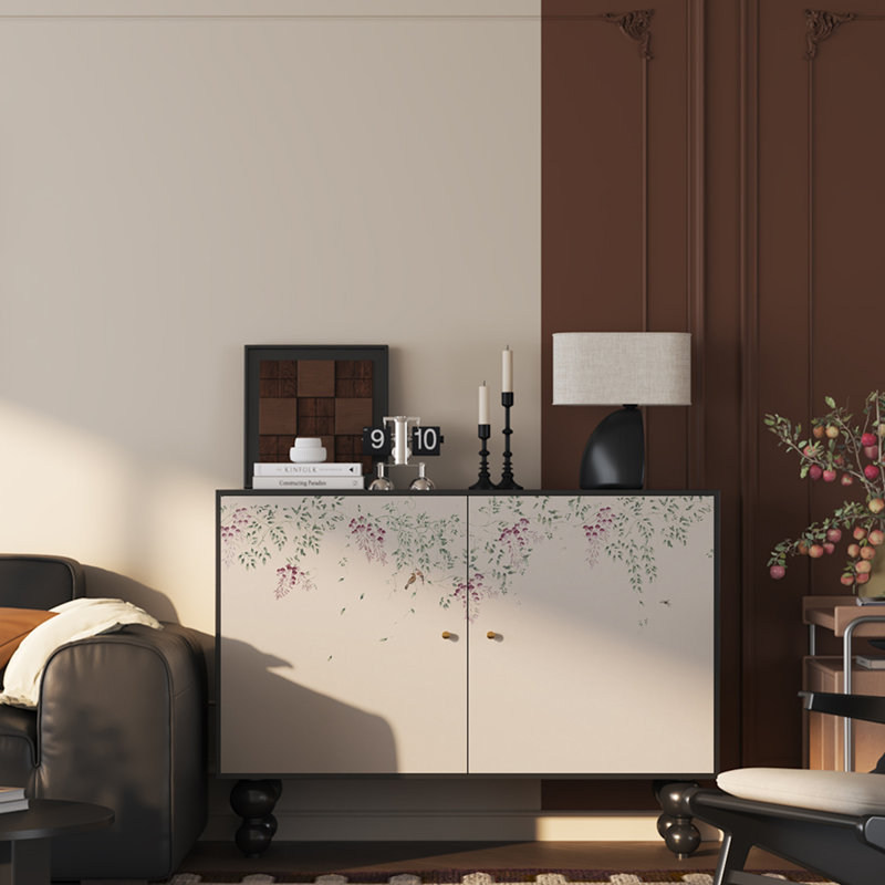 Solid Wood Cabinet with Floating Branch Design