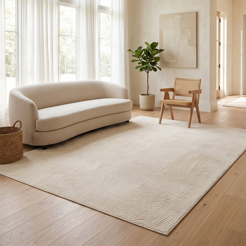 Elion Modern Machine Washable Cream Area Rug, Rectangle 8' x 10', Cream