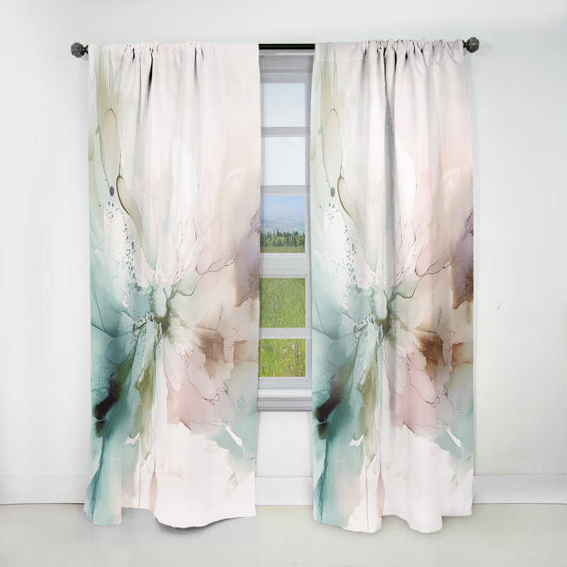 Green And Cream Abstracted Realities I - Modern Curtain - Velvet Room Darkening - 1 panel, 52" W x 84" L