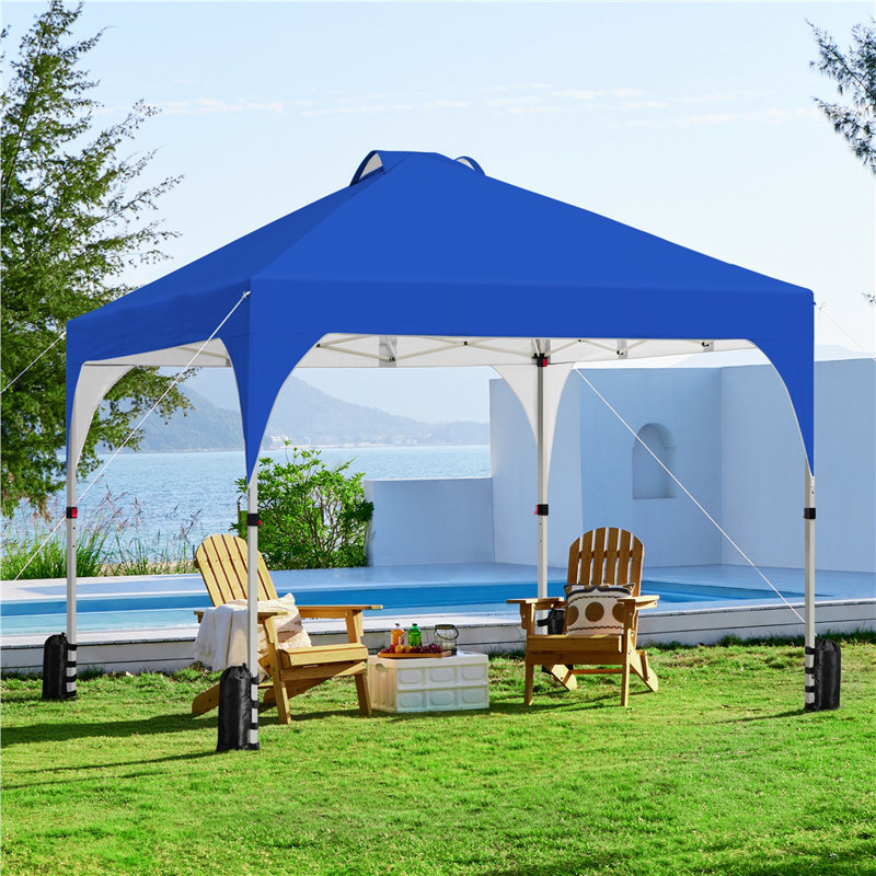 12x12 FT Pop Up Canopy Tent with Roller Bag and Sandbags, Blue