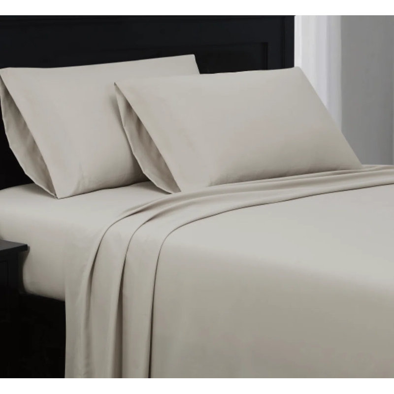 Ensemble de draps Everyday, Ensemble de draps pour grand lit avec 2 taies d'or, Beige