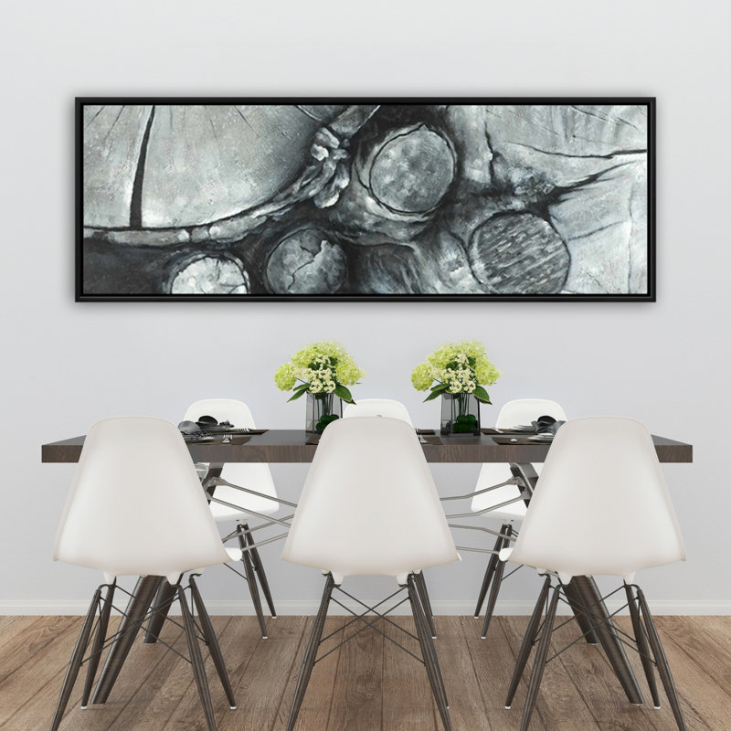 Bûches texturées en bois - Toile encadrée noire pour la décoration intérieure
