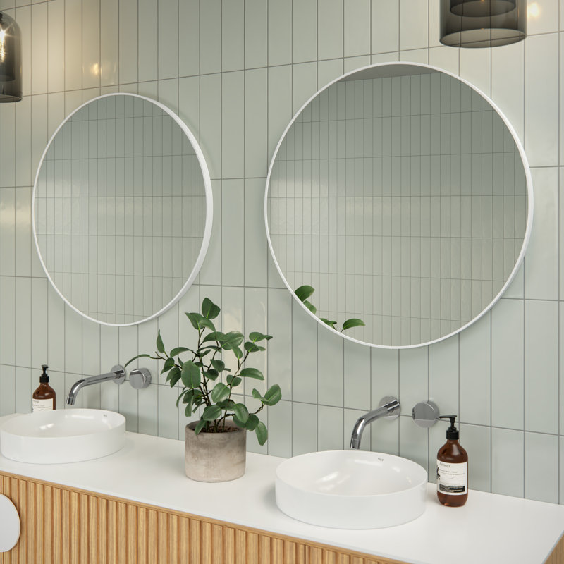 Modern & Contemporary Bathroom/Vanity Mirror, White, 28" x 28"
