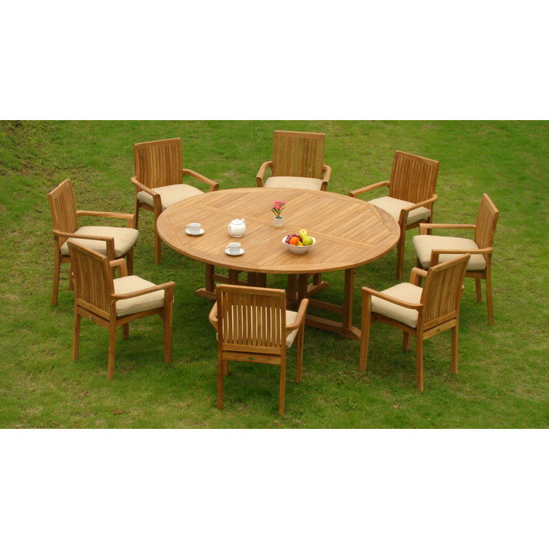Ensemble repas 7 pièces teck luxueux Rousseau, 8