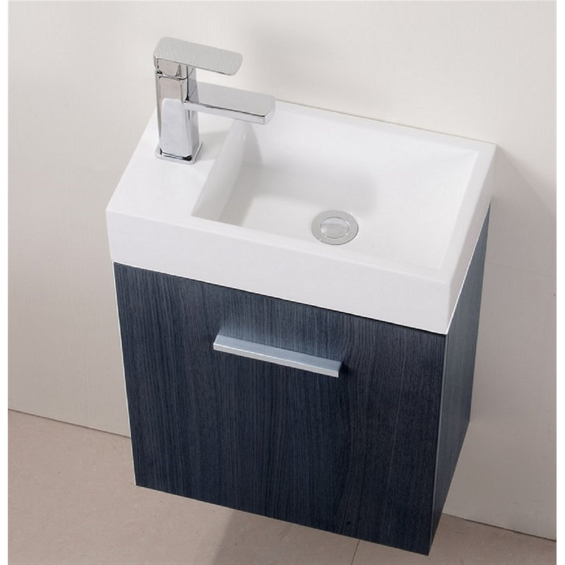Ensemble de meuble-lavabo simple mural 18 po Parsonage, Chêne gris