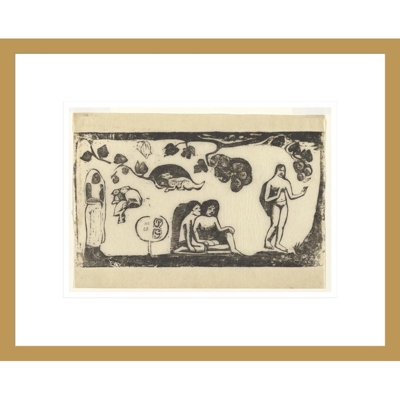 «Women Animals and Foliage» par Paul Gauguin - Estampe numérique encadrée, H 13,49 po x l 16,75 po