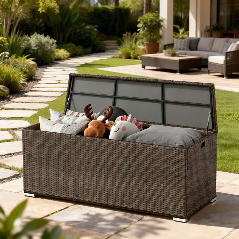 YOUDENOVA NBDB002 155cm W 650L Polyethylene Plastic Storage Bench, Brown
