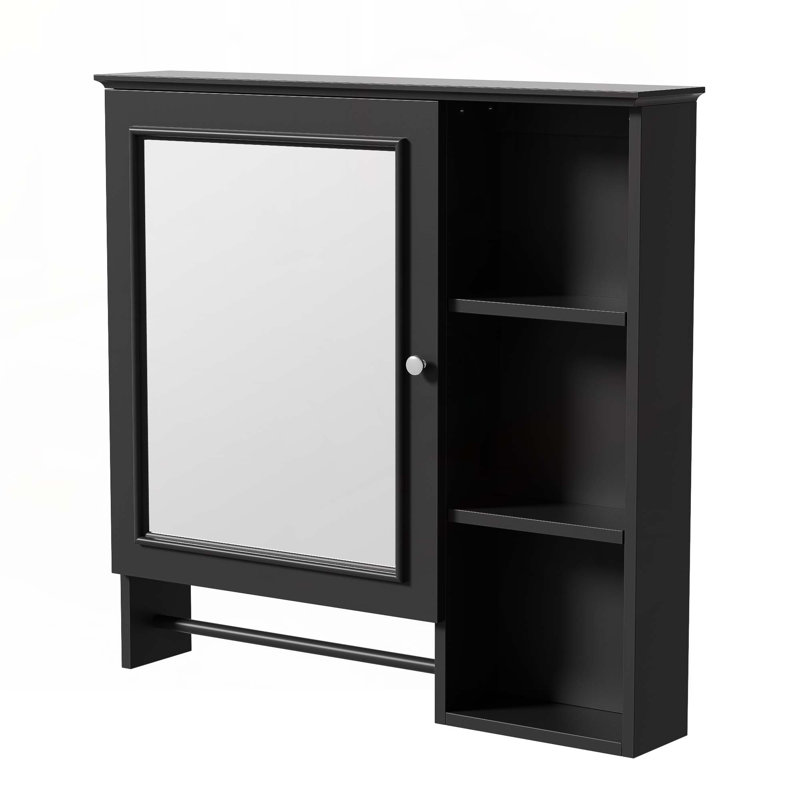 Armoire de rangement murale pour salle de bain, Noir, noir, noir, noir