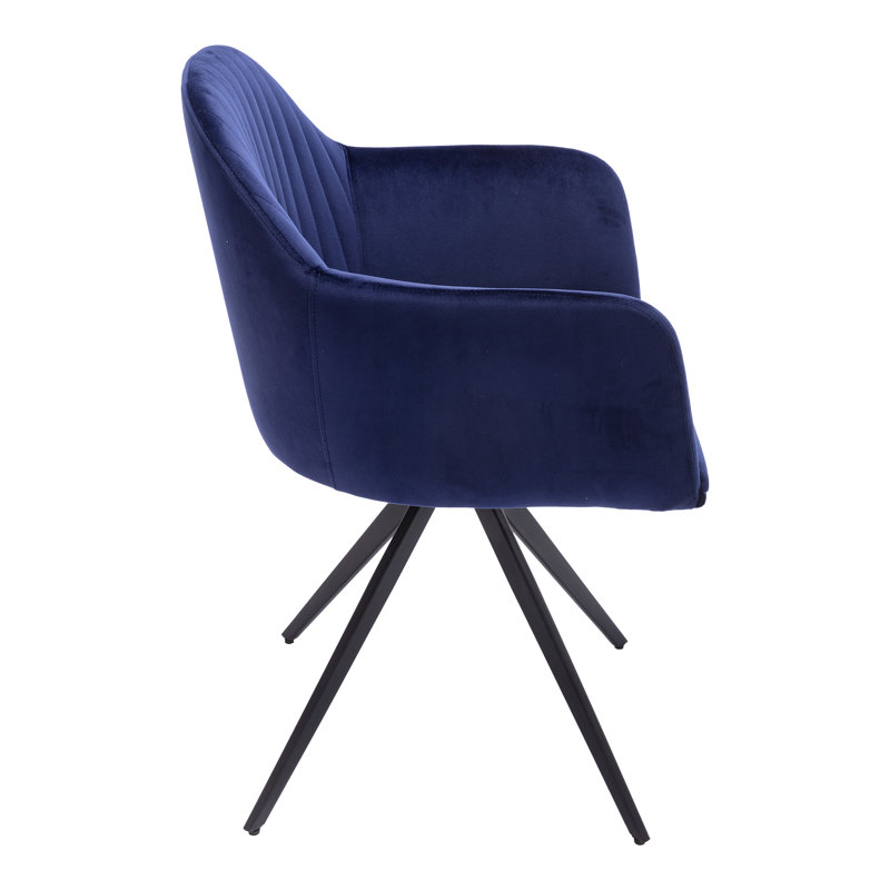 Sapphire Blue Velvet Upholstered Swivel Dining Chair
