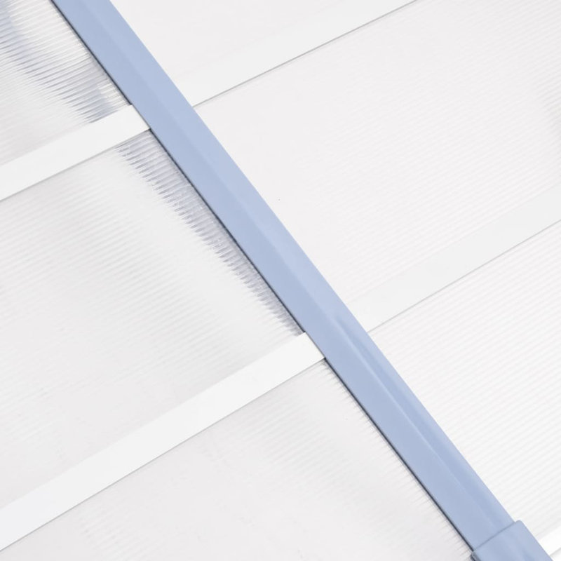 Auvent de porte Vidaxl en polycarbonate gris et transparent, H 10,8 po x l 155,9 po x P 35,4 po