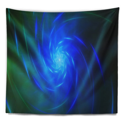 Tapisserie abstraite bleue à motif fractal et tourbillon
