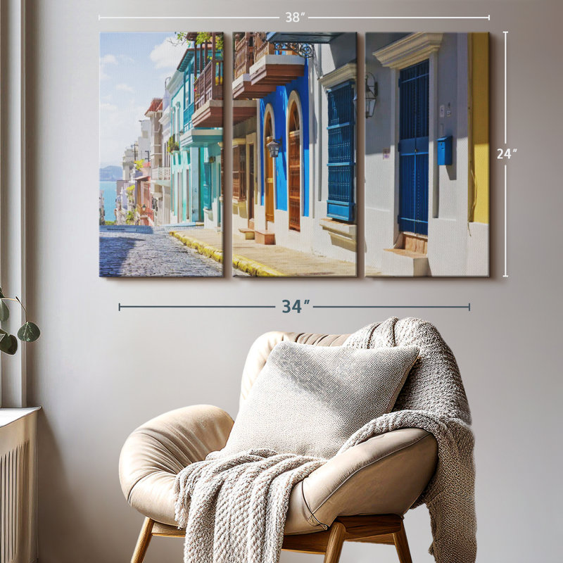 "Calle San Justo" sur toile, H 24 po x l 38 po x P 1,25 po