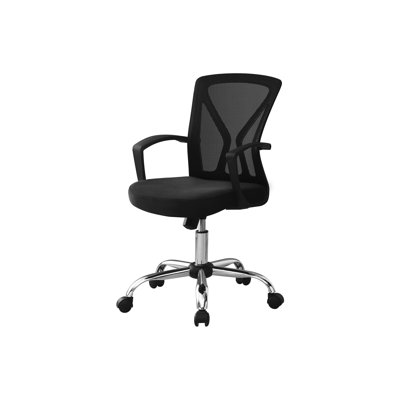 Chaise de bureau moderne en maille noire à hauteur réglable avec design ergonomique et pivotant à 360 degrés pour travailler sur un bureau d'ordinateur, siège rembourré profond