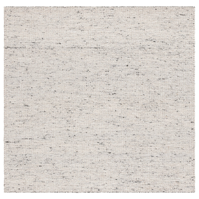 Tapis en laine tissé à la main à plat Sopheak en gris clair / noir, Carré 6 pi