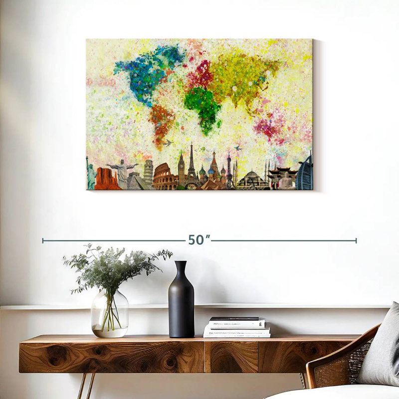 Aliaz Paint Splash World Map, 24" H x 36" W