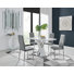 Sorro Cross Luxury High Gloss & Chrome Dining Table Set with 4 Quilted Faux Leather Chairs