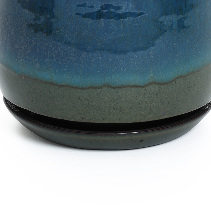 Blue and Green Ombre Round Decorative Ceramic Planter Pot