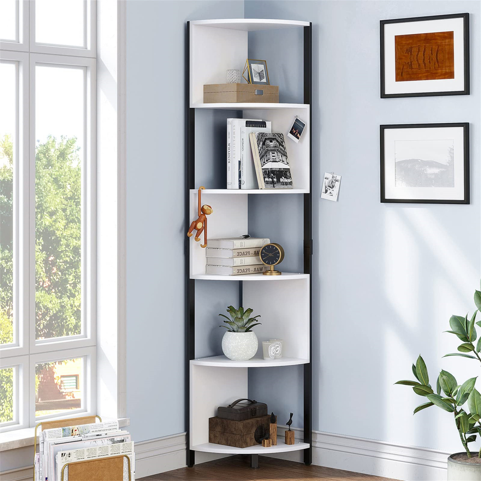 Bücherregal, Mit 24 Ebenen, Eckregal Stehend, Modern Freistehend,  Display Eck Bücherregal, Aufbewahrungsregal Holz Für Wohnzimmer, Büro,  Schlafzimmer, ...