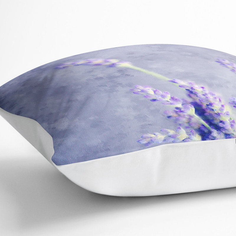 Pretty Lavender Cushion with Filling, 40cm H x 40cm W x 15cm D, White