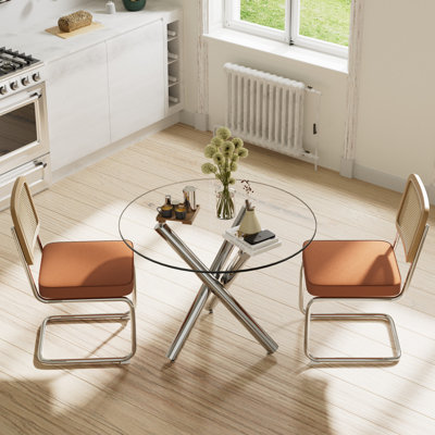 Elegant Round Glass Dining Table Set