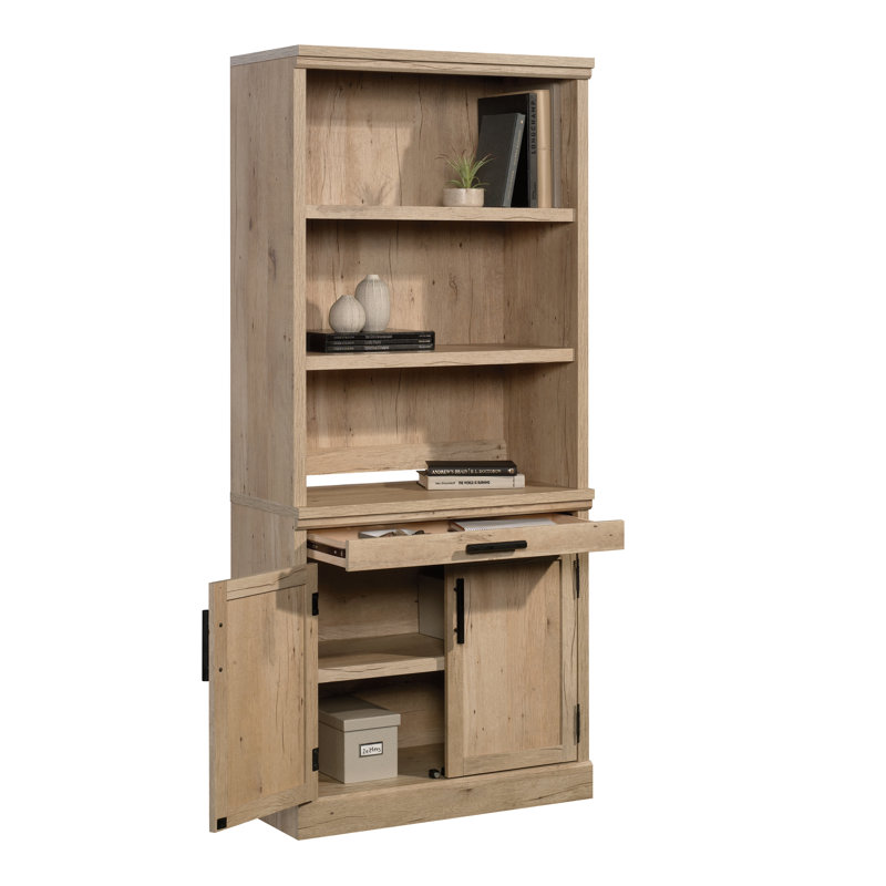 Wood Farmhouse Library Base With Storage Drawer And Cubby, Brown