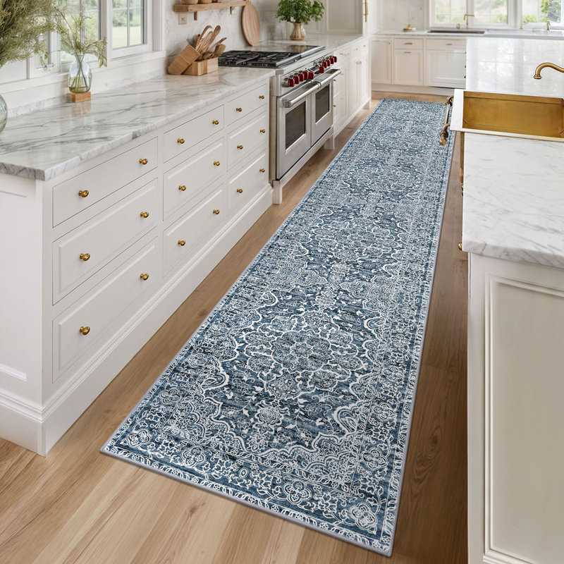 Area Rug Machine Washable Rugs with Rubber Backing for Living Room, Runner 2'7''x16