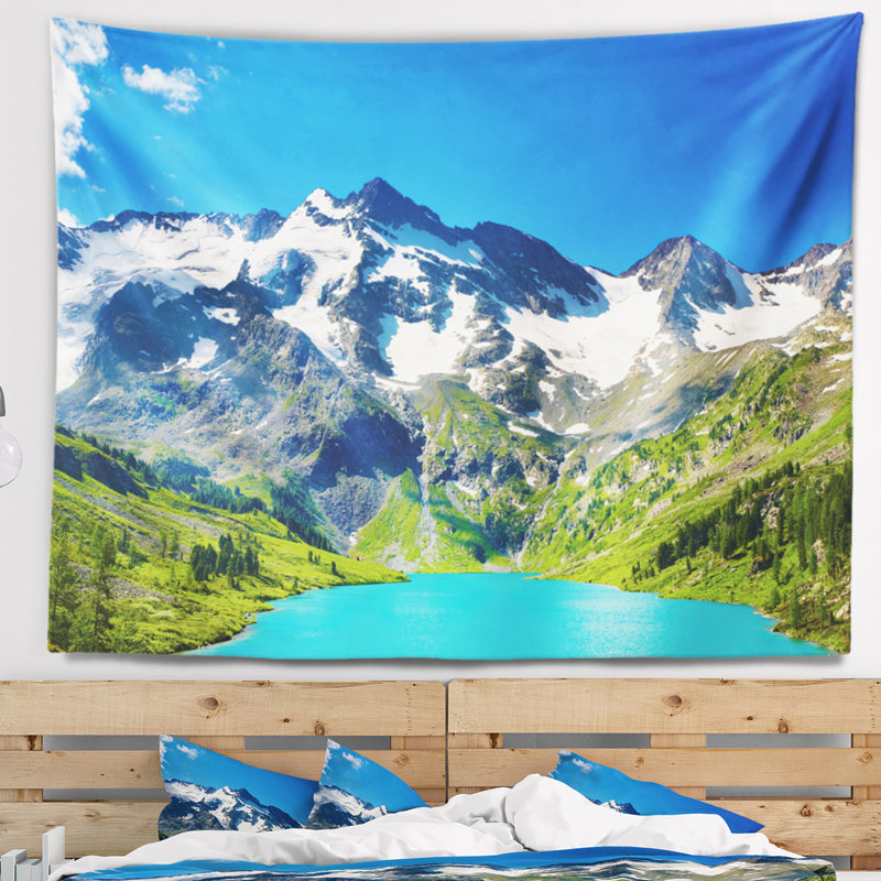 Photographie green mountain lake tapestry, H 32 po x l 39 po