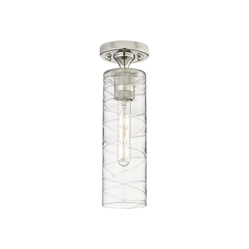 Plafonnier encastré 1 lumière Crown Point, H 15 po x l 4,5 po x P 4,5 po, Tourbillon déco, Nickel poli