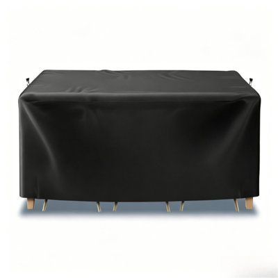 Outdoor Rectangular Patio Table Cover, Heavy‑Duty Oxford Waterproof Patio Furniture Protector, Windproof Anti‑UV Rectangular Dining Table Cover with A