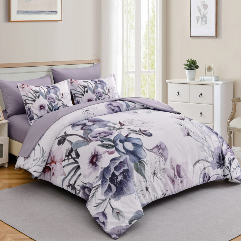 7-Piece Comforter with Sheet Set Soft Seersucker Microfiber All Season Bedding Set, Queen Comforter + 6 Additional Pieces