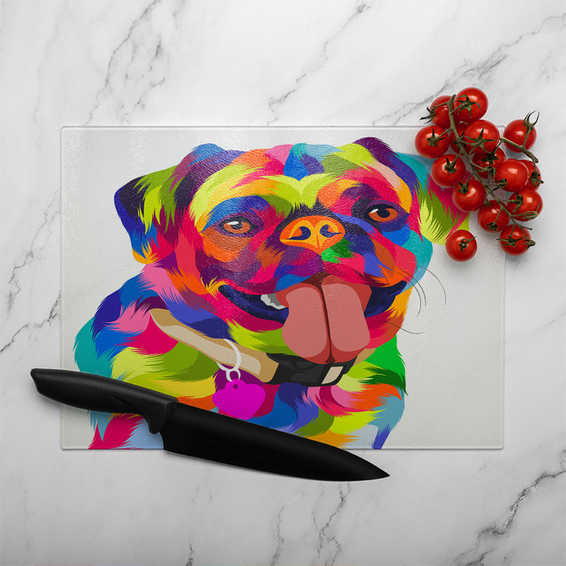 Amazing Illustration Pop Art Dog Designer Glass Chopping Board