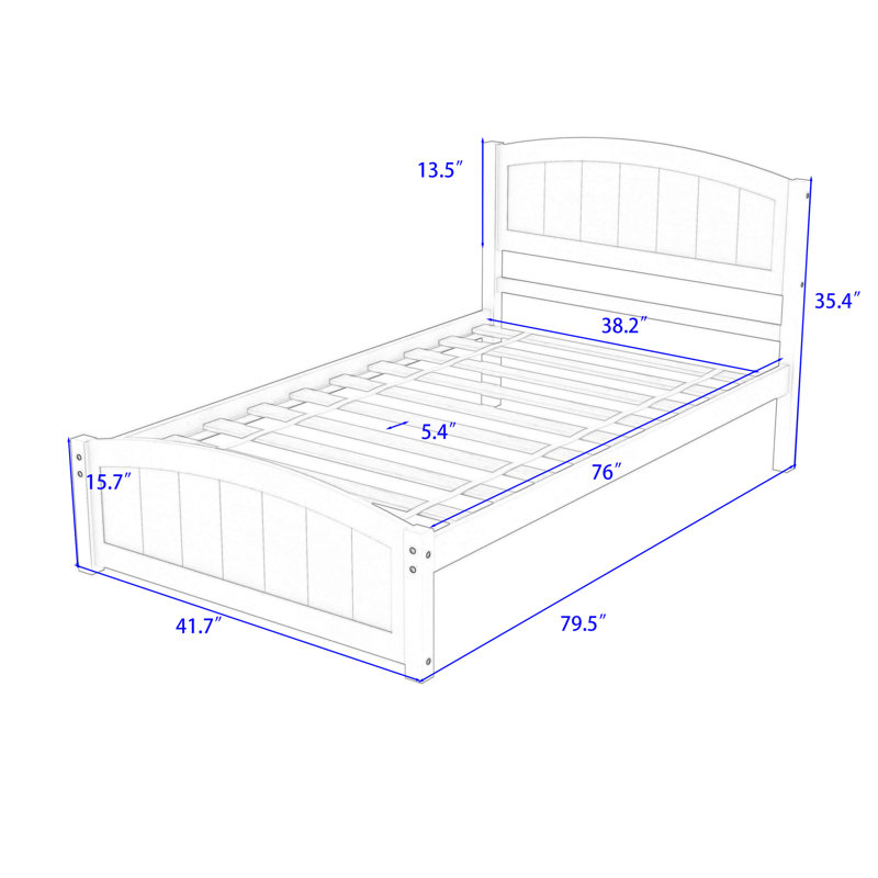 Twin Size Wood Platform Bed with Headboard, White