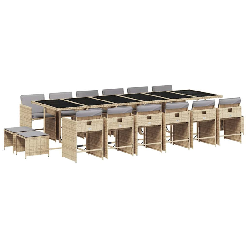 Patio Dining Set with, Light Grey, Beige